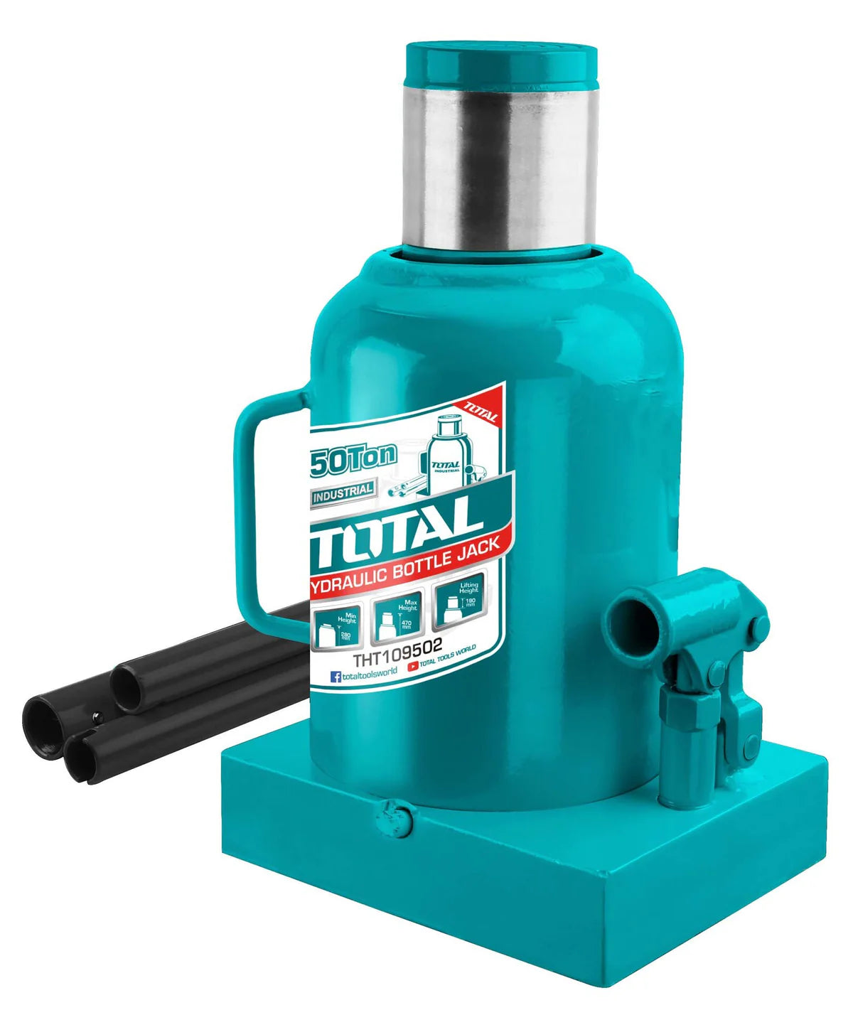 Total 50 Ton Hydraulic Bottle Jack THT109502 - Extreme Duty Total